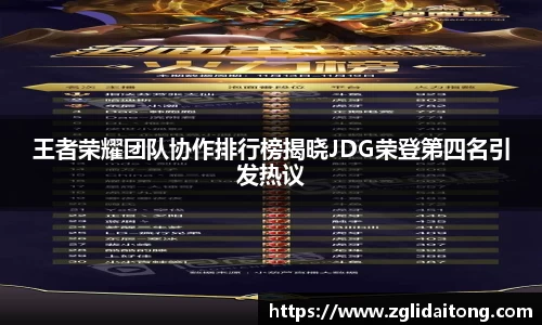 王者荣耀团队协作排行榜揭晓JDG荣登第四名引发热议